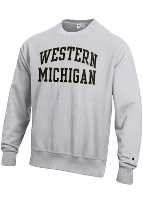 Champion Western Michigan Broncos Mens Grey Reverse Weave Long Sleeve Crew Sweatshirt