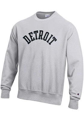 Champion Detroit Mens Grey Wordmark Long Sleeve Crew Sweatshirt