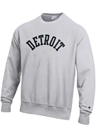 Champion Detroit Mens Grey Wordmark Long Sleeve Crew Sweatshirt