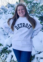 Champion Detroit Mens Grey Wordmark Long Sleeve Crew Sweatshirt