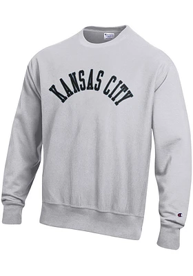 Champion Kansas City Mens Grey Wordmark Long Sleeve Crew Sweatshirt