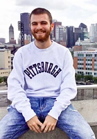 Champion Pittsburgh Mens Grey Wordmark Long Sleeve Crew Sweatshirt
