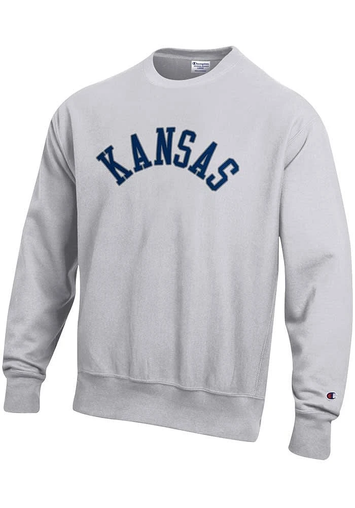 Champion Kansas Mens Grey Wordmark Long Sleeve Crew Sweatshirt