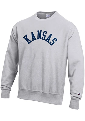 Champion Kansas Mens Grey Wordmark Long Sleeve Crew Sweatshirt