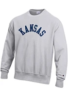 Champion Kansas Mens Grey Wordmark Long Sleeve Crew Sweatshirt