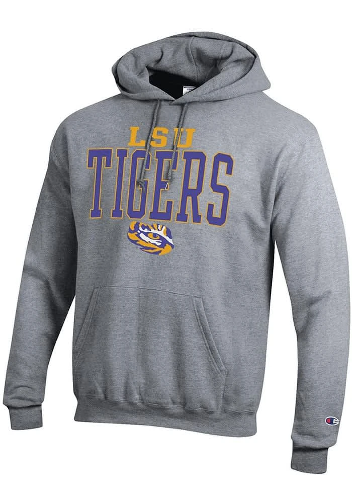 Champion LSU Tigers Mens Grey Name Drop Long Sleeve Hoodie