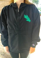 Champion North Texas Mean Green Mens Black Primary Logo Packable Light Weight Jacket