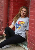 Champion Kansas Jayhawks Grey Distressed Short Sleeve T Shirt