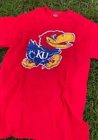 Champion Kansas Jayhawks Red Distressed Short Sleeve T Shirt