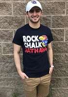 Champion Kansas Jayhawks Navy Blue Stacked Slogan Short Sleeve T Shirt
