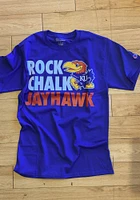 Champion Kansas Jayhawks Blue Stacked Slogan Short Sleeve T Shirt