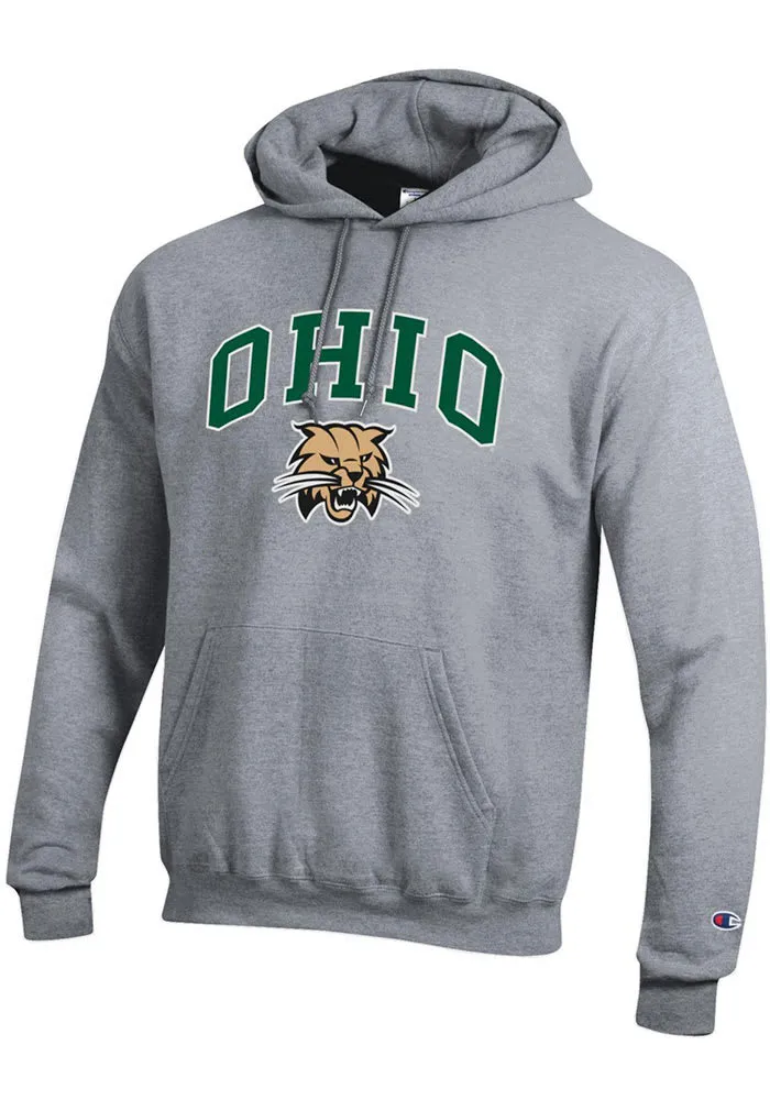 Champion Ohio Bobcats Mens Arch Mascot Powerblend Long Sleeve Hoodie