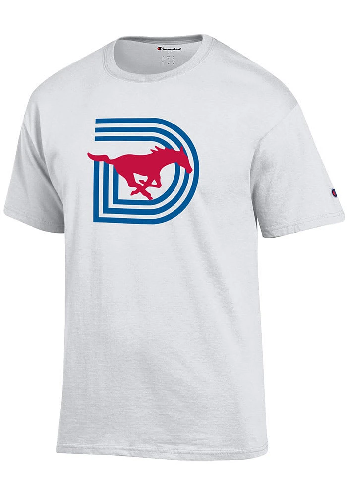 Champion SMU Mustangs White Throwback D Logo Short Sleeve T Shirt