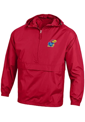 Champion Kansas Jayhawks Mens Red Primary Logo Packable Light Weight Jacket