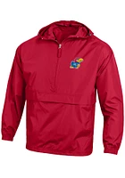 Champion Kansas Jayhawks Mens Red Primary Logo Packable Light Weight Jacket