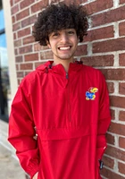 Champion Kansas Jayhawks Mens Red Primary Logo Packable Light Weight Jacket