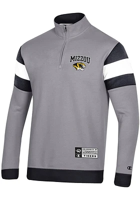 Champion Missouri Tigers Mens Grey Super Fan Long Sleeve Qtr Zip Pullover