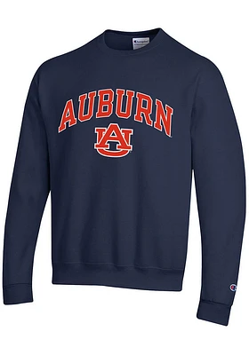 Champion Auburn Tigers Mens Navy Blue Powerblend Arch Mascot Long Sleeve Crew Sweatshirt