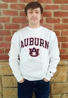 Champion Auburn Tigers Mens White Powerblend Arch Mascot Long Sleeve Crew Sweatshirt