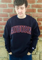 Champion Auburn Tigers Mens Navy Blue Powerblend Tackle Twill Long Sleeve Crew Sweatshirt