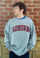 Champion Auburn Tigers Mens Grey Powerblend Tackle Twill Long Sleeve Crew Sweatshirt