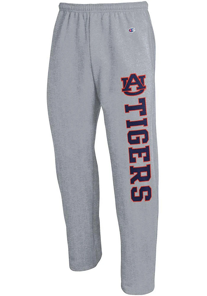 Champion Auburn Tigers Mens Grey Powerblend Open Bottom Sweatpants