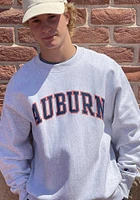 Champion Auburn Tigers Mens Grey Reverse Weave Arch Name Long Sleeve Crew Sweatshirt