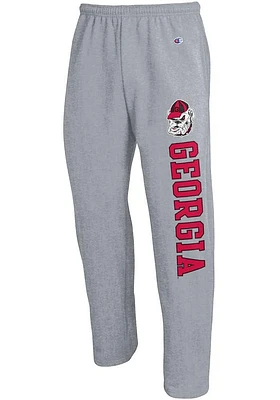 Champion Georgia Bulldogs Mens Grey Powerblend Open Bottom Sweatpants