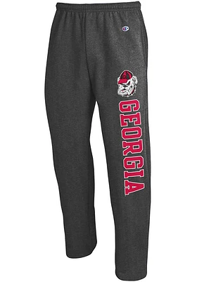 Champion Georgia Bulldogs Mens Charcoal Powerblend Open Bottom Sweatpants