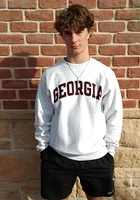 Champion Georgia Bulldogs Mens Grey Reverse Weave Arch Name Long Sleeve Crew Sweatshirt
