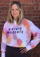 Champion K-State Wildcats Womens Pink Watercolor Cloud Cropped Crew Sweatshirt