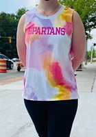 Champion Michigan State Spartans Womens Pink Watercolor Cloud Tank Top