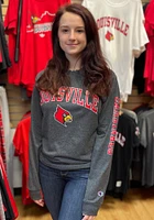Champion Louisville Cardinals Charcoal Arch Mascot Long Sleeve T Shirt