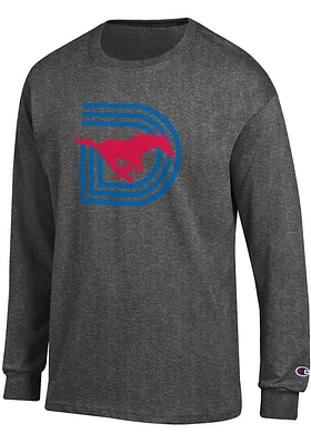 Champion SMU Mustangs Grey Triple D Long Sleeve T Shirt