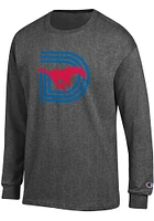 Champion SMU Mustangs Grey Triple D Long Sleeve T Shirt