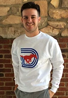 Champion SMU Mustangs Mens White Triple D Powerblend Long Sleeve Crew Sweatshirt
