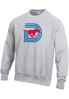 Champion SMU Mustangs Mens Grey Triple D Reverse Weave Long Sleeve Crew Sweatshirt