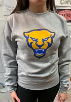 Champion Pitt Panthers Mens Grey Panther Head Long Sleeve Crew Sweatshirt
