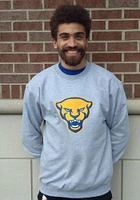 Champion Pitt Panthers Mens Grey Panther Head Twill Long Sleeve Crew Sweatshirt