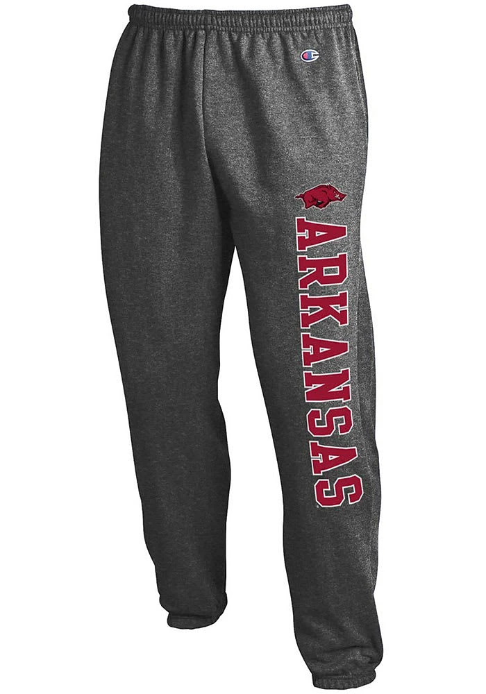 Champion Arkansas Razorbacks Mens Charcoal Powerblend Closed Bottom Sweatpants