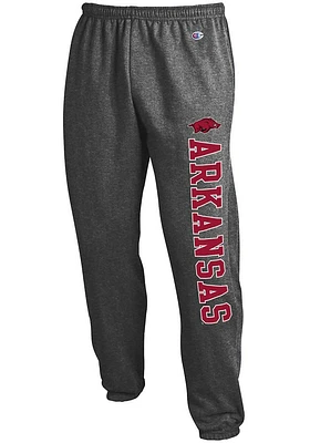 Champion Arkansas Razorbacks Mens Charcoal Powerblend Closed Bottom Sweatpants