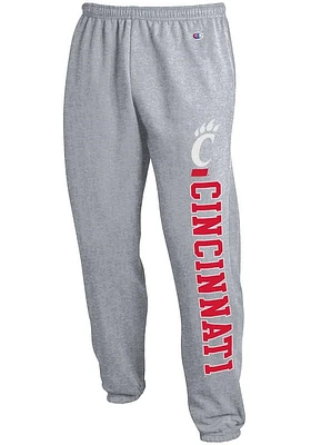 Champion Cincinnati Bearcats Mens Grey Powerblend Closed Bottom Sweatpants