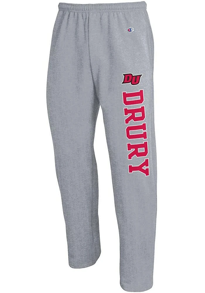 Champion Drury Panthers Mens Grey Powerblend Open Bottom Sweatpants