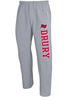 Champion Drury Panthers Mens Grey Powerblend Open Bottom Sweatpants
