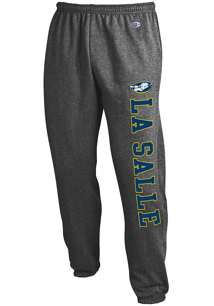 Champion La Salle Explorers Mens Charcoal Powerblend Closed Bottom Sweatpants