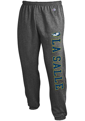 Champion La Salle Explorers Mens Charcoal Powerblend Closed Bottom Sweatpants