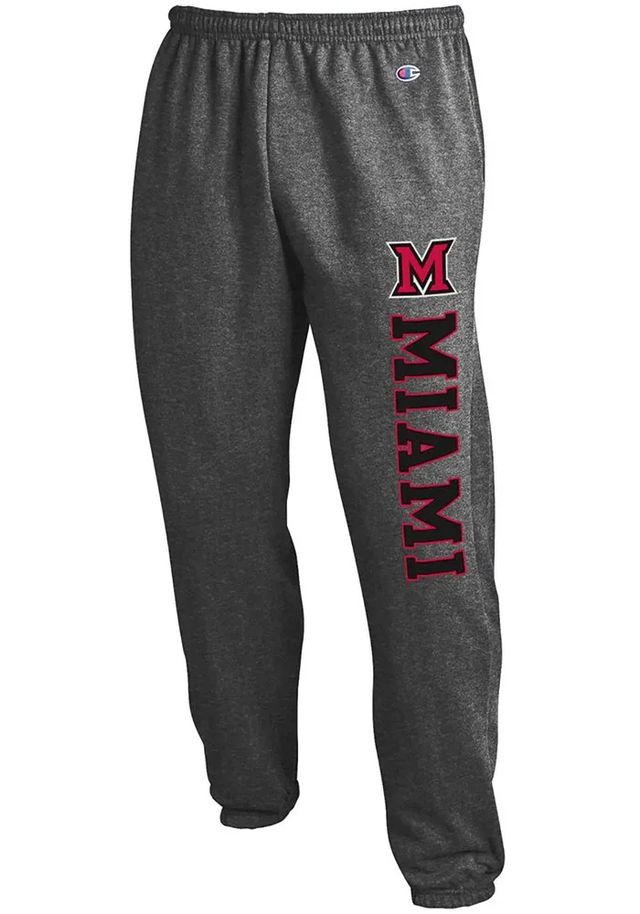 Champion Miami RedHawks Mens Charcoal Powerblend Closed Bottom Sweatpants