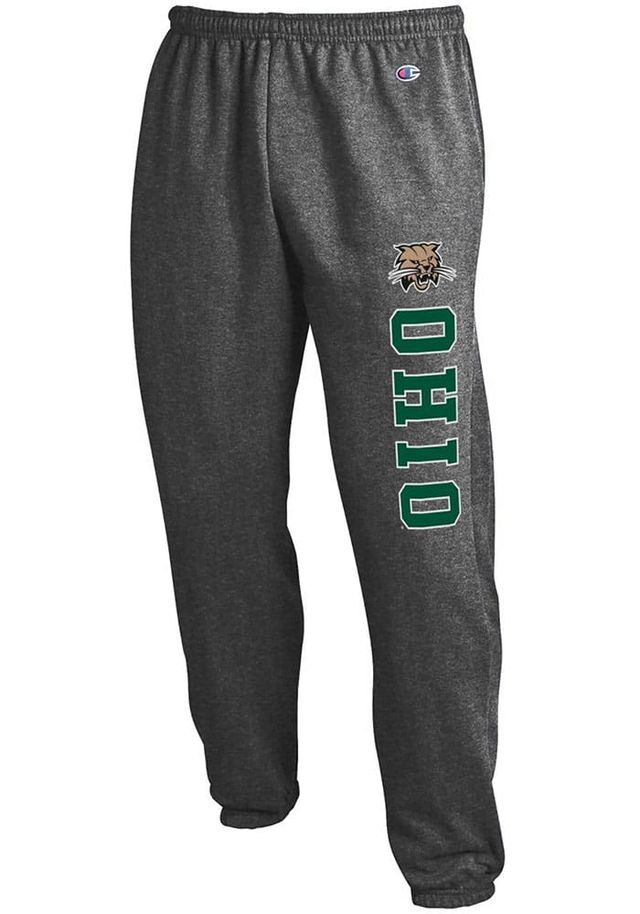 Champion Ohio Bobcats Mens Charcoal Powerblend Closed Bottom Sweatpants