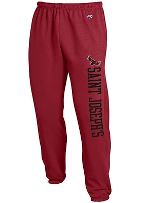Champion Saint Josephs Hawks Mens Cardinal Powerblend Closed Bottom Sweatpants