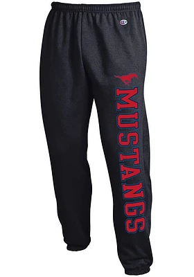 Champion SMU Mustangs Mens Black Powerblend Closed Bottom Sweatpants